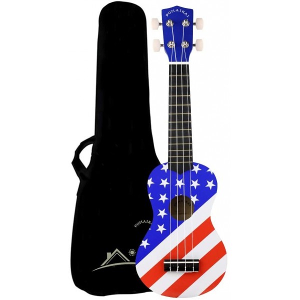 Pomaikai Soprano Ukulele Beginner Kid Ukulele(American Flag)