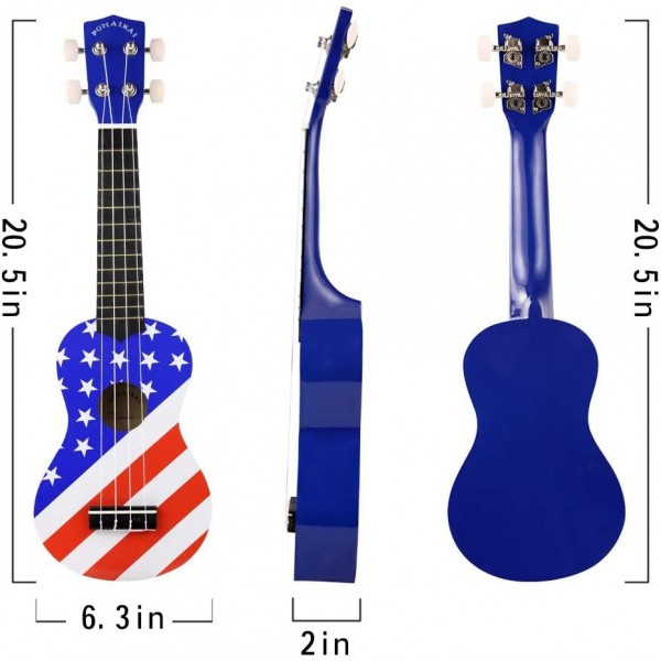 Pomaikai Soprano Ukulele Beginner Kid Ukulele(American Flag)