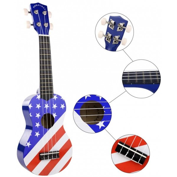 Pomaikai Soprano Ukulele Beginner Kid Ukulele(American Flag)