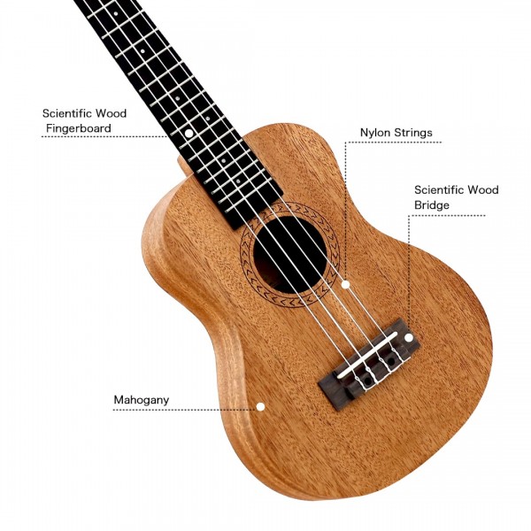 Pomaikai Concert Ukulele Mahogany 23 inches Ukulele with Gig Bag