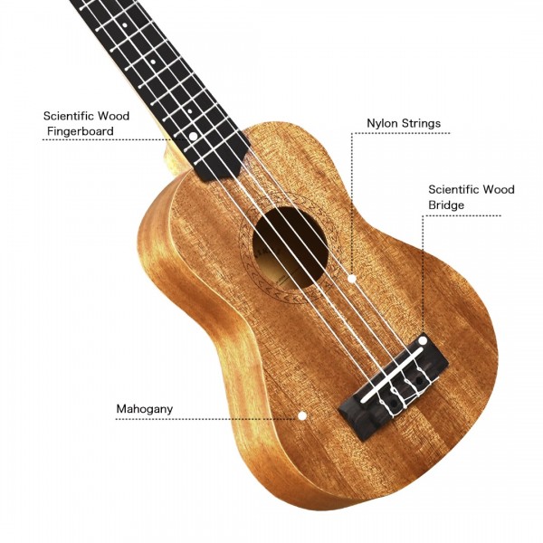 Pomaikai Soprano Ukulele 21 inches Beginner Ukulele with Gig Bag