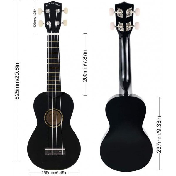 Pomaikai Soprano Ukulele Beginner Kid Ukulele(Black)