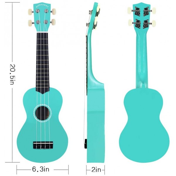 Pomaikai Soprano Ukulele Beginner Kid Ukulele(Light Blue - Leaf)