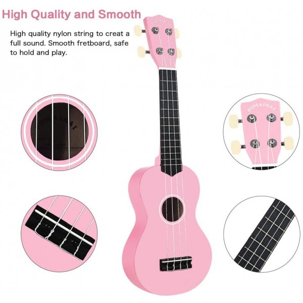 Pomaikai Soprano Ukulele Beginner Kid Ukulele(Pink)