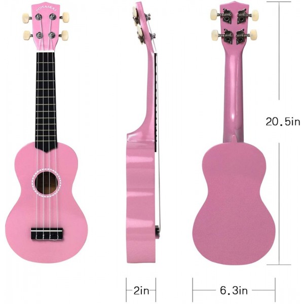 Pomaikai Soprano Ukulele Beginner Kid Ukulele with Gig Bag (Pink)